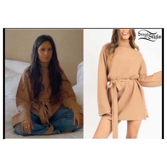 Kittenish Neutral Territory Oversized Ribbed Tan Mini Sweather Dress Size XS - Picture 1 of 9